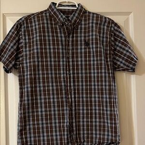 Brown Plaid Short Sleeve Shirt